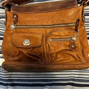 Roots leather shoulder bag